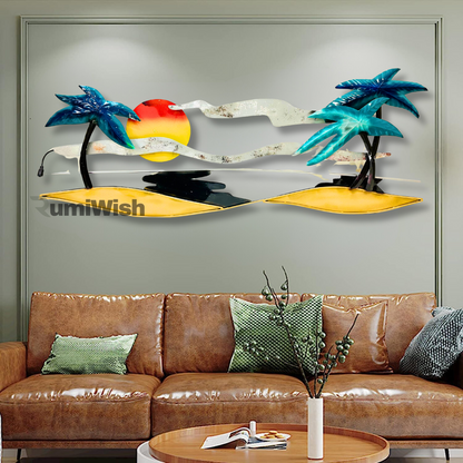 RumiWish  Tropical Beach Metal Wall Art Decorations | Modern Luxury Metal Wall Art Decor For Living Room, Drawing Room, Restaurant, Hotel & Office.