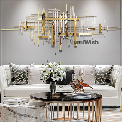 RumiWish  PVD Metal Wall Art Decorations | Steel & Iron Combination | Perfect 3D Wall Sculpture For Living Room, Bedroom, Drawing Room & Office (Golden, 60x3x25inch)