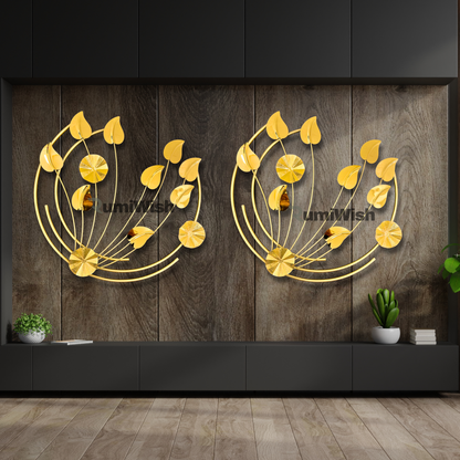 RumiWish  Luxury PVD Metal Moon Wall Art Decorations | Steel & Iron Combination | 3D Modern Wallart for Home decoration, Living Room, Hotel, Restaurant, Office (Golden)