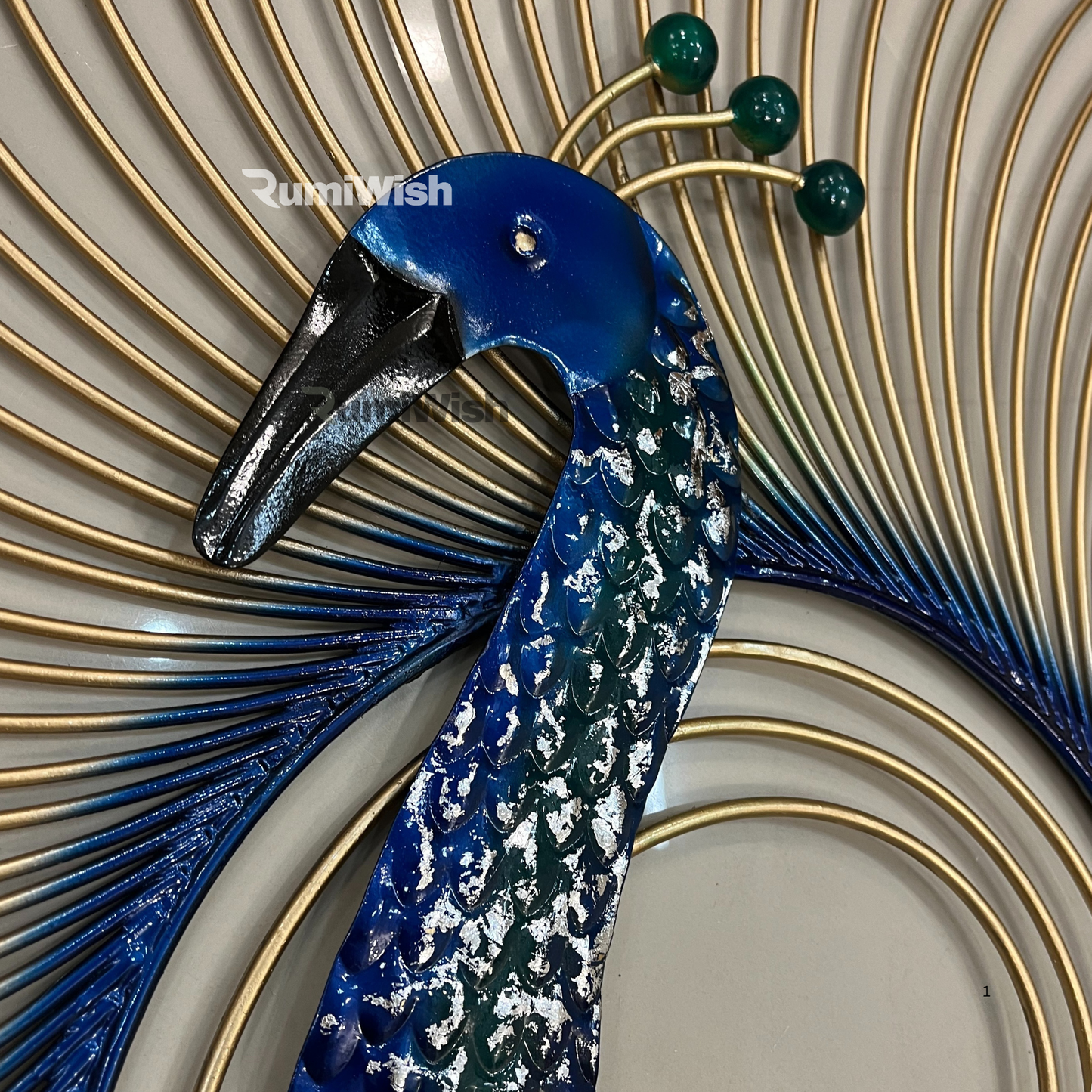 rumiwish  alluring metal peacock wall art decorations | perfect 3d wall sculpture for living room, bedroom, drawing room & office (blue, size:32x30inch)