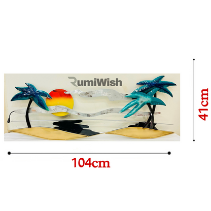 RumiWish  Tropical Beach Metal Wall Art Decorations | Modern Luxury Metal Wall Art Decor For Living Room, Drawing Room, Restaurant, Hotel & Office.