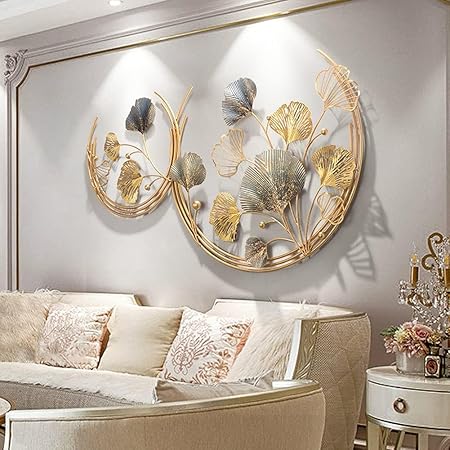 rumiwish  metal double moon wall art decorations | perfect 3d wall sculpture for living room, bedroom, drawing room & office | size:40x26 inch