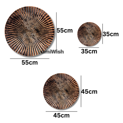 RumiWish  Luxury Metal Plates Set of 3 Handcrafted Wall Sculpture Wall Art For Home Decoration | Restaurant | Office | Hotel (Copper Antique Finish)