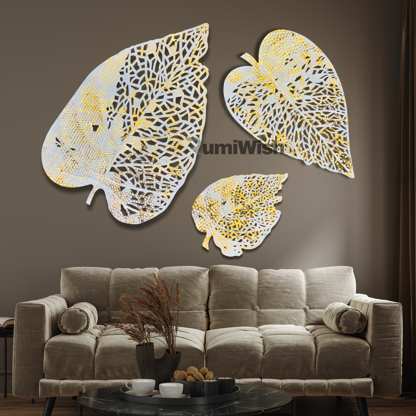 rumiwish elegant golden leaf wall art decor – perfect for sophisticated interiors