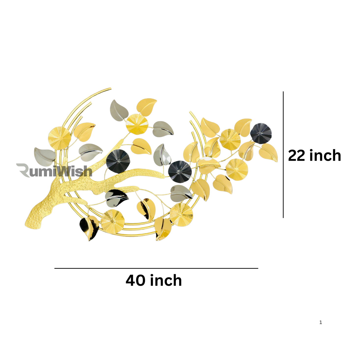 rumiwish luxurious golden branch wall art with metallic leaves