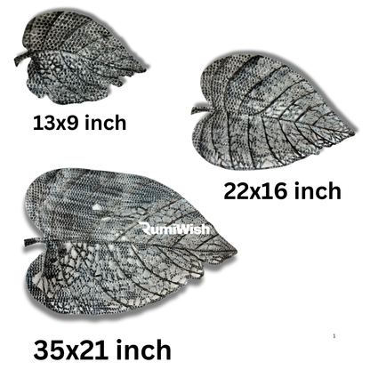 RumiWish  Metal Leaf (Set of 3) Silver Antique Finish Wall Art Decorations | Perfect 3D Wall Sculpture for Living Room, Bedroom, Drawing Room & Office